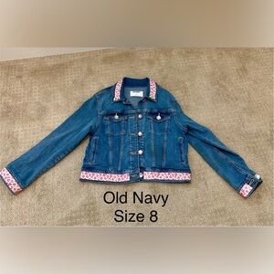 Old Navy Blue Denim Jacket with Pink Trim
